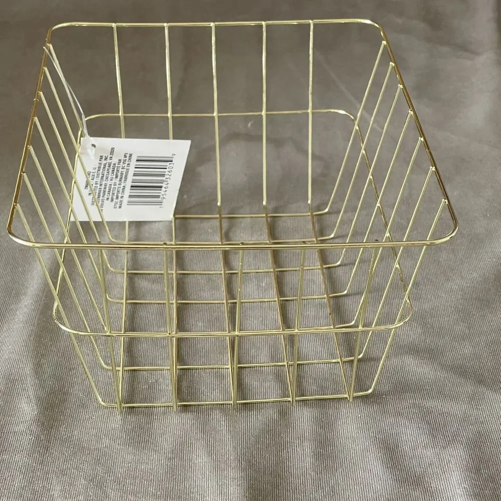 Birch & Vine Gold Wire Small Rectangular Organizer Storage Baskets Set 10 Office